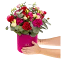 Flower box with roses and carnations